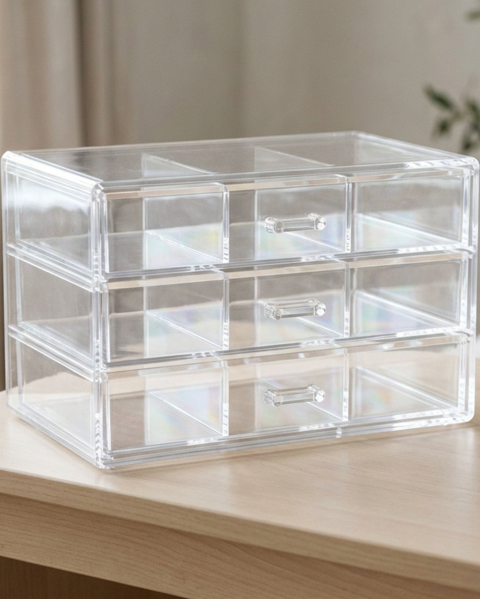 Bleod Clear Acrylic Cosmetic Organizer 24 cm Three Drawers - Lifestyle view