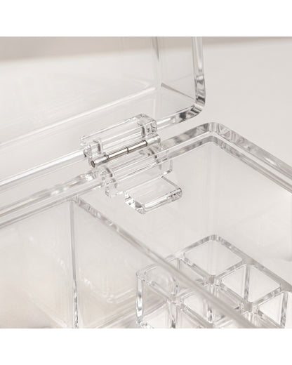Bleod Clear Acrylic Cosmetic Storage Box 26 cm Hinged Lid - Detail view